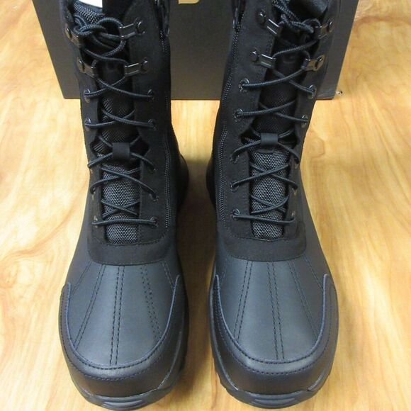 UGG Emmett Waterproof Leather Duck Boots Hi Sz 12 Black Lug Sole Winter Snow NWT - Picture 4 of 12